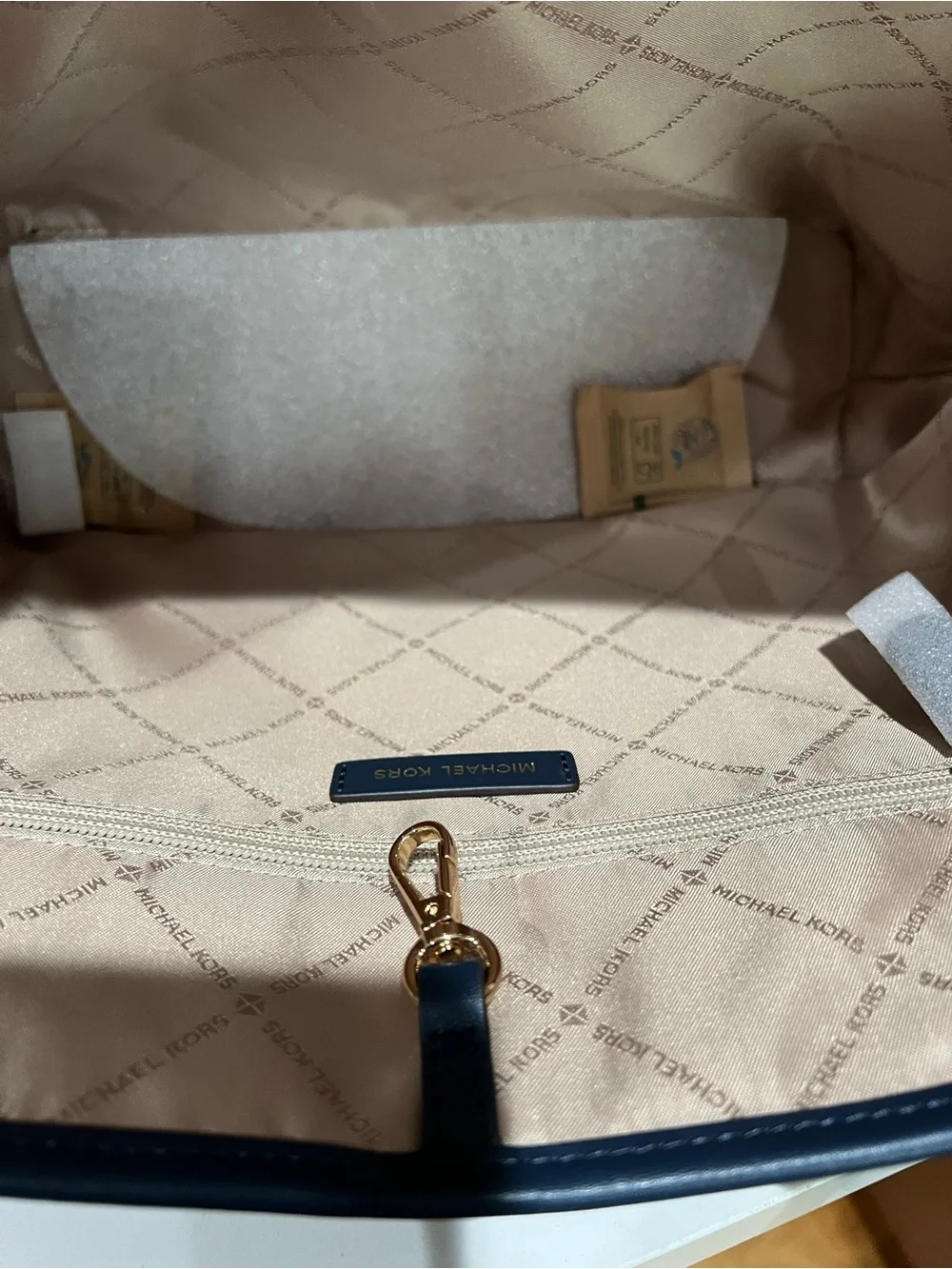 Michael Kors Jet Set Tote Bag Lemon and Cherry Print Navy NWT